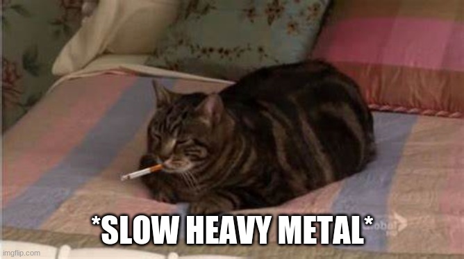 Smoking Cat | *SLOW HEAVY METAL* | image tagged in smoking cat | made w/ Imgflip meme maker