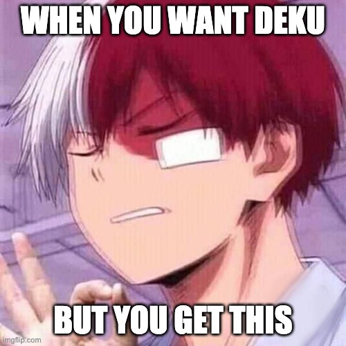 Todoroki | WHEN YOU WANT DEKU; BUT YOU GET THIS | image tagged in todoroki | made w/ Imgflip meme maker