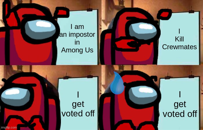 The Impostor's Plan (Among Us) | I am an impostor in Among Us; I Kill Crewmates; I get voted off; I get voted off | image tagged in memes,gru's plan,among us | made w/ Imgflip meme maker