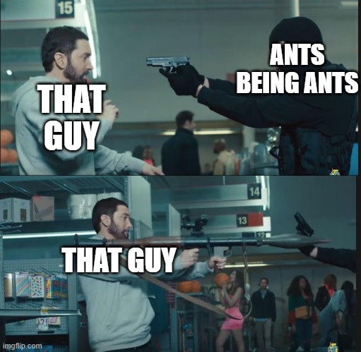 eminem rocket launcher | ANTS BEING ANTS THAT GUY THAT GUY | image tagged in eminem rocket launcher | made w/ Imgflip meme maker