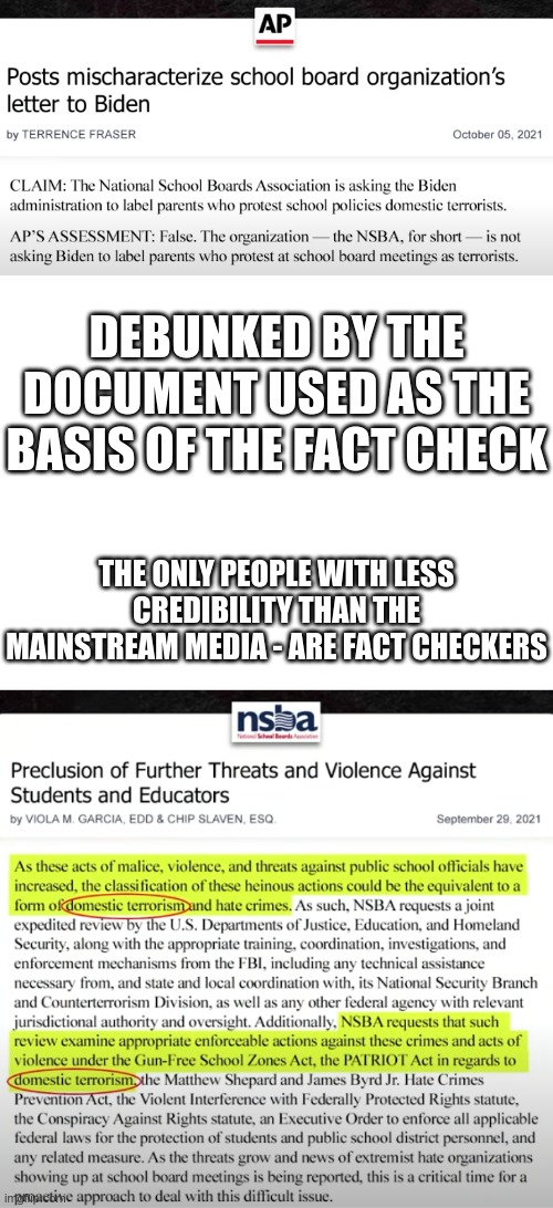They count on us to be too lazy to fact check the fact check | DEBUNKED BY THE DOCUMENT USED AS THE BASIS OF THE FACT CHECK; THE ONLY PEOPLE WITH LESS CREDIBILITY THAN THE MAINSTREAM MEDIA - ARE FACT CHECKERS | image tagged in fake news,fact check | made w/ Imgflip meme maker