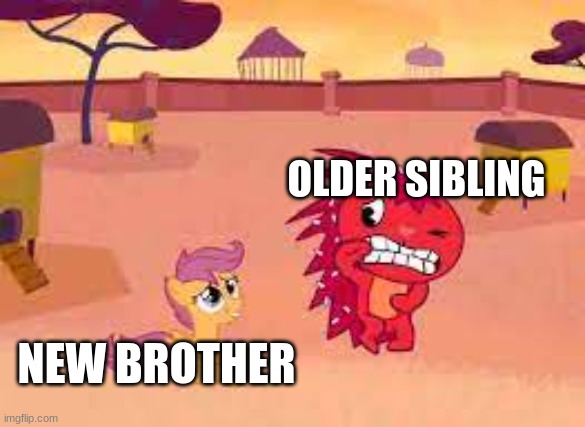 This seems normal... | OLDER SIBLING; NEW BROTHER | image tagged in flaky terrified | made w/ Imgflip meme maker