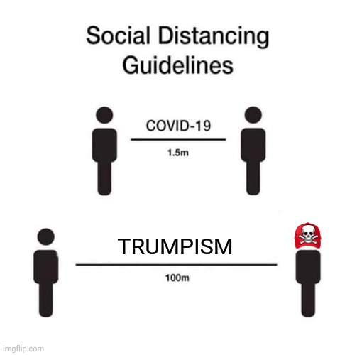 social distancing guidelines | TRUMPISM | image tagged in social distancing guidelines,poison,insanity | made w/ Imgflip meme maker