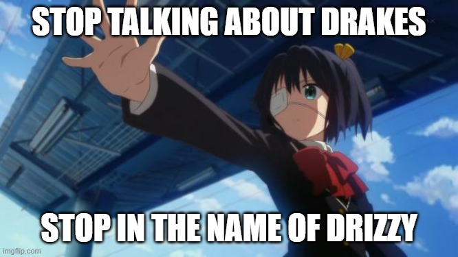 Stop in the name of Anime | STOP TALKING ABOUT DRAKES STOP IN THE NAME OF DRIZZY | image tagged in stop in the name of anime | made w/ Imgflip meme maker