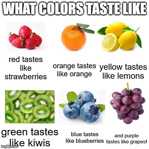 what colors taste like | image tagged in memes,colors,taste | made w/ Imgflip meme maker