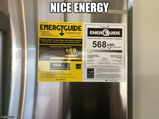 Nice energy | NICE ENERGY | image tagged in 69,fridge,energy | made w/ Imgflip meme maker