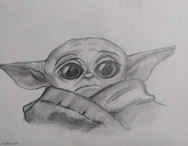 Drew baby Yoda :) | image tagged in drawings,baby yoda | made w/ Imgflip meme maker