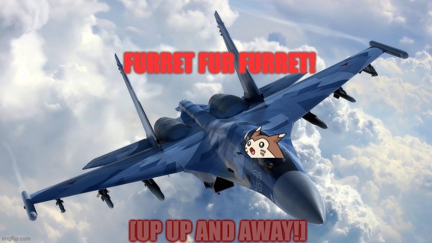 Fighter Jet | FURRET FUR FURRET! [UP UP AND AWAY!] | image tagged in fighter jet | made w/ Imgflip meme maker