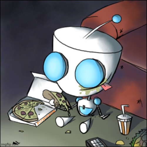 Gir - eating junk food - watching tv - Invader Zim | image tagged in gir - eating junk food - watching tv - invader zim | made w/ Imgflip meme maker