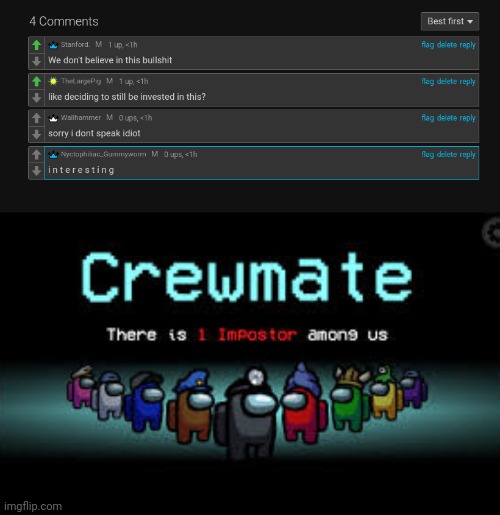 image tagged in there is 1 imposter among us | made w/ Imgflip meme maker