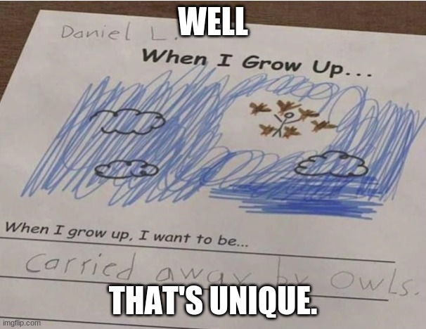 WELL; THAT'S UNIQUE. | made w/ Imgflip meme maker