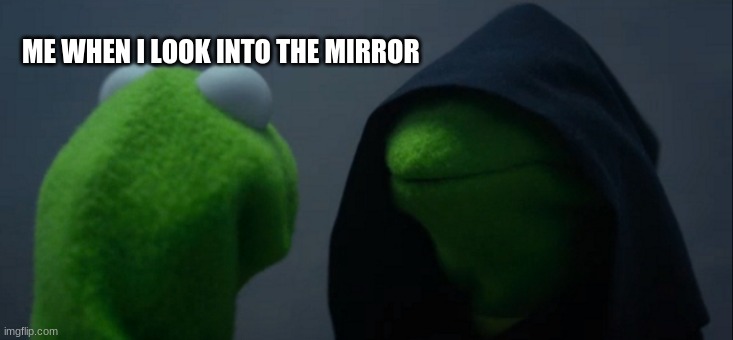 Evil Kermit Meme | ME WHEN I LOOK INTO THE MIRROR | image tagged in memes,evil kermit,the muppets movie 2,kermie | made w/ Imgflip meme maker