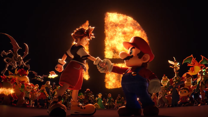 Sora Mario handshake Blank Meme Template