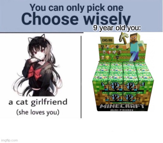 yes |  9 year old you: | image tagged in choose wisely | made w/ Imgflip meme maker