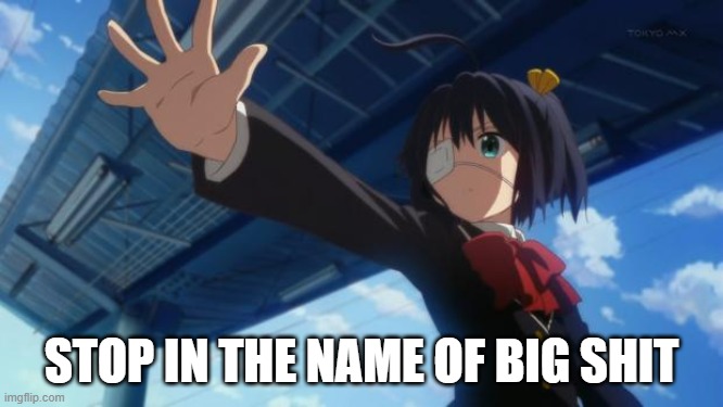 Stop in the name of Anime | STOP IN THE NAME OF BIG SHIT | image tagged in stop in the name of anime | made w/ Imgflip meme maker