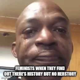Good original title | FEMINISTS WHEN THEY FIND OUT THERE'S HISTORY BUT NO HERSTORY | image tagged in gifs,memes,funny,oh wow are you actually reading these tags,stop reading the tags | made w/ Imgflip video-to-gif maker