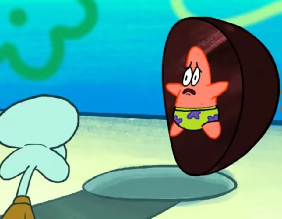 patrick being scared of squidward Blank Meme Template