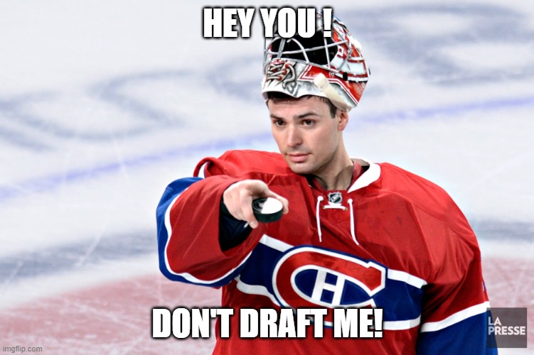 Carey Price - You | HEY YOU ! DON'T DRAFT ME! | image tagged in carey price - you | made w/ Imgflip meme maker