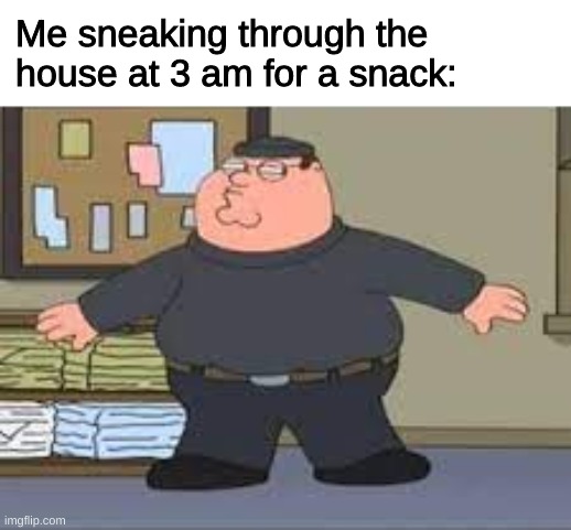 gotta be quiet | Me sneaking through the house at 3 am for a snack: | image tagged in peter sneaking | made w/ Imgflip meme maker