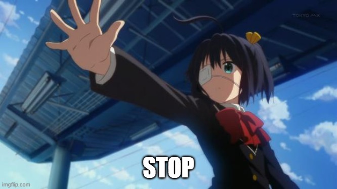 Stop in the name of Anime | STOP | image tagged in stop in the name of anime | made w/ Imgflip meme maker