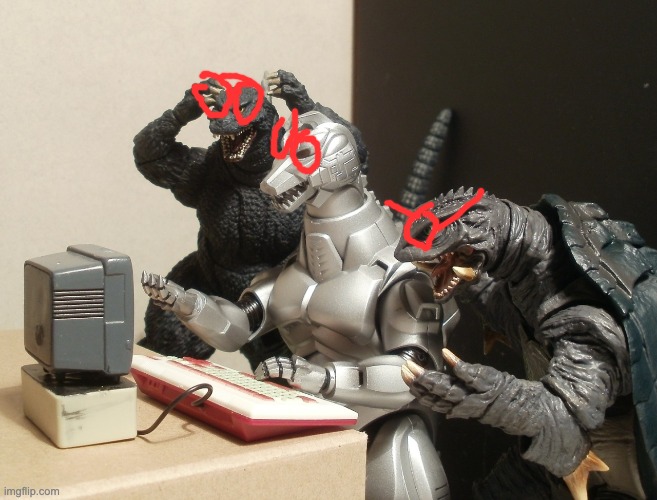 Kaiju confusion | image tagged in kaiju confusion | made w/ Imgflip meme maker