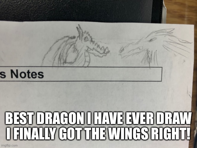 Don’t mind the fact this is my bio homework haha | BEST DRAGON I HAVE EVER DRAW
I FINALLY GOT THE WINGS RIGHT! | made w/ Imgflip meme maker