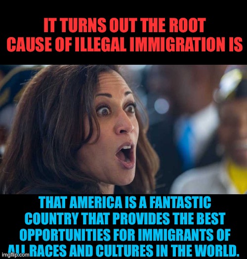 The Left wants to find and eliminate the root cause of illegal immigration | IT TURNS OUT THE ROOT CAUSE OF ILLEGAL IMMIGRATION IS; THAT AMERICA IS A FANTASTIC COUNTRY THAT PROVIDES THE BEST OPPORTUNITIES FOR IMMIGRANTS OF ALL RACES AND CULTURES IN THE WORLD. | image tagged in traitor joe,kamala useless,leftist are anti american,illegal immigration,invasion | made w/ Imgflip meme maker