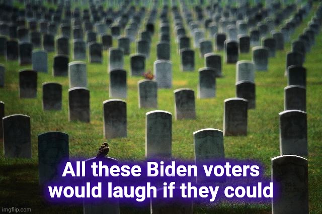 graveyard cemetary | All these Biden voters would laugh if they could | image tagged in graveyard cemetary | made w/ Imgflip meme maker