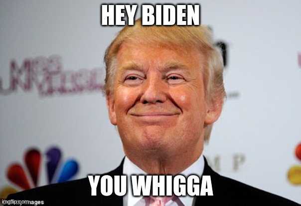The debate sequal | HEY BIDEN; YOU WHIGGA | image tagged in donald trump approves | made w/ Imgflip meme maker