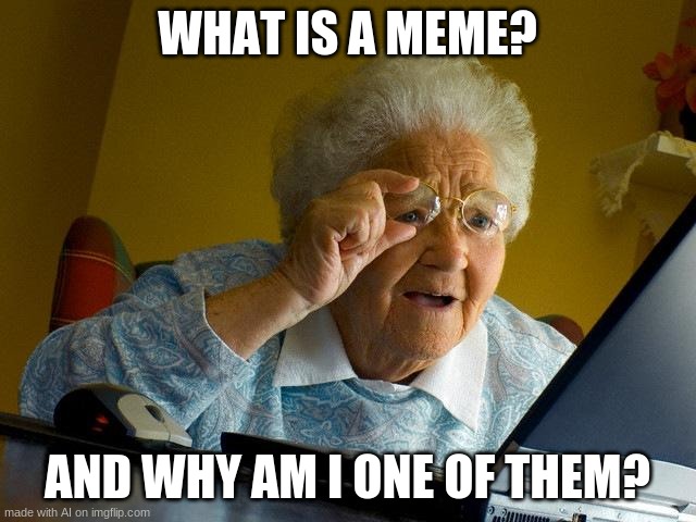 Grandma Finds The Internet | WHAT IS A MEME? AND WHY AM I ONE OF THEM? | image tagged in memes,grandma finds the internet | made w/ Imgflip meme maker