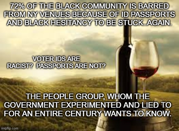 problem solved | 72% OF THE BLACK COMMUNITY IS BARRED FROM NY VENUES BECAUSE OF ID PASSPORTS AND BLACK HESITANCY TO BE STUCK..AGAIN. VOTER IDS ARE RACIST?  PASSPORTS ARE NOT? THE PEOPLE GROUP, WHOM THE GOVERNMENT EXPERIMENTED AND LIED TO FOR AN ENTIRE CENTURY WANTS TO KNOW. | image tagged in problem solved | made w/ Imgflip meme maker