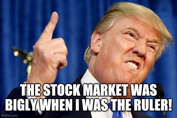 Donald Trump | THE STOCK MARKET WAS BIGLY WHEN I WAS THE RULER! | image tagged in donald trump | made w/ Imgflip meme maker