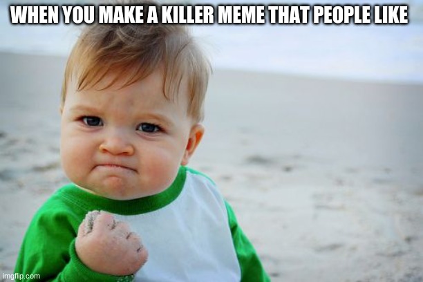 Success Kid Original Meme | WHEN YOU MAKE A KILLER MEME THAT PEOPLE LIKE | image tagged in memes,success kid original | made w/ Imgflip meme maker