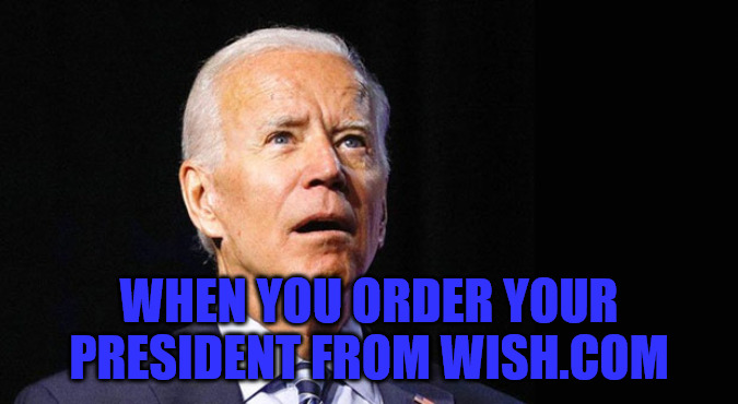 Discount President | WHEN YOU ORDER YOUR PRESIDENT FROM WISH.COM | image tagged in confused joe biden | made w/ Imgflip meme maker