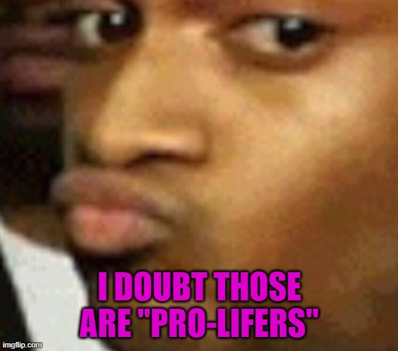 doubtful lips  | I DOUBT THOSE ARE "PRO-LIFERS" | image tagged in doubtful lips | made w/ Imgflip meme maker
