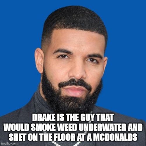 since it's a trend | DRAKE IS THE GUY THAT WOULD SMOKE WEED UNDERWATER AND SHET ON THE FLOOR AT A MCDONALDS | image tagged in drake | made w/ Imgflip meme maker