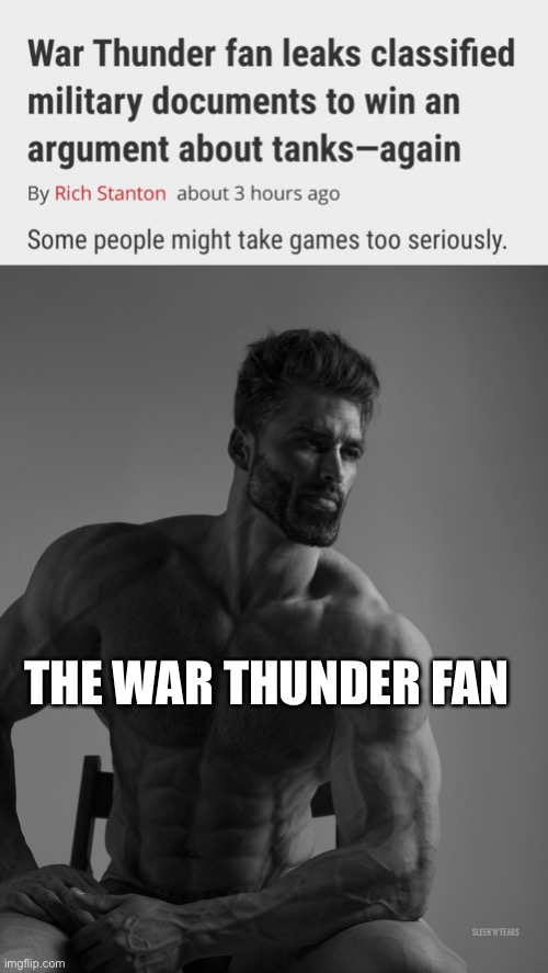 Based War Thunder fan | THE WAR THUNDER FAN | image tagged in giga chad | made w/ Imgflip meme maker