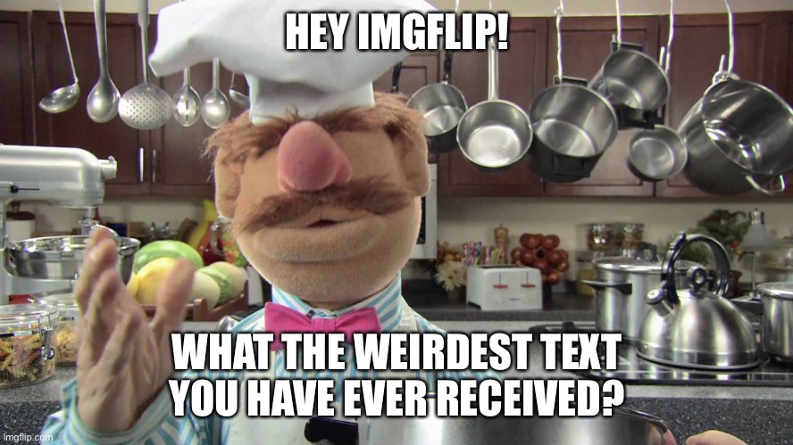 Ask Imgflip #2 |  HEY IMGFLIP! WHAT THE WEIRDEST TEXT YOU HAVE EVER RECEIVED? | image tagged in swedish chef | made w/ Imgflip meme maker