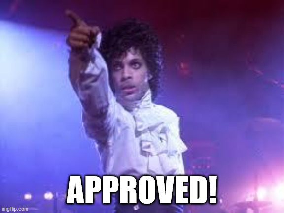 Prince Approved | APPROVED! | image tagged in prince | made w/ Imgflip meme maker