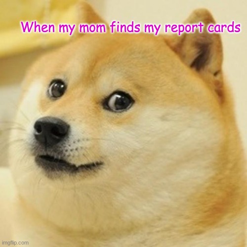 DOOOOf | When my mom finds my report cards | image tagged in memes,doge | made w/ Imgflip meme maker