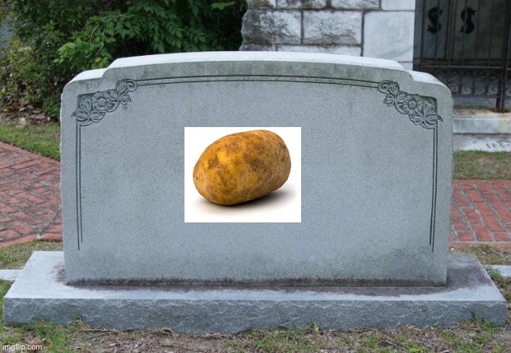 Goodbye potato | image tagged in gravestone | made w/ Imgflip meme maker