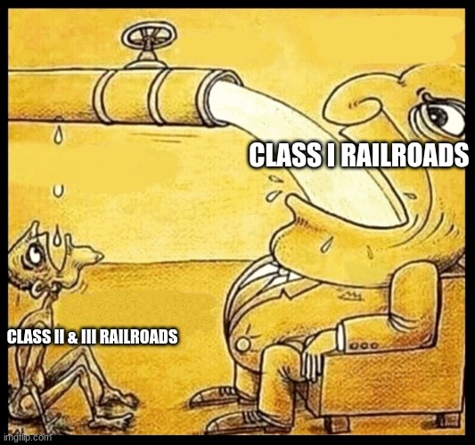 r | CLASS I RAILROADS; CLASS II & III RAILROADS | image tagged in fat guy drinking water,railroad,biggie,regional,shortline,railway | made w/ Imgflip meme maker