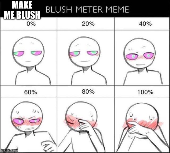make me bluush | MAKE ME BLUSH | image tagged in blush meter meme | made w/ Imgflip meme maker