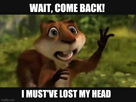 Hammy | WAIT, COME BACK! I MUST'VE LOST MY HEAD | image tagged in hammy | made w/ Imgflip meme maker