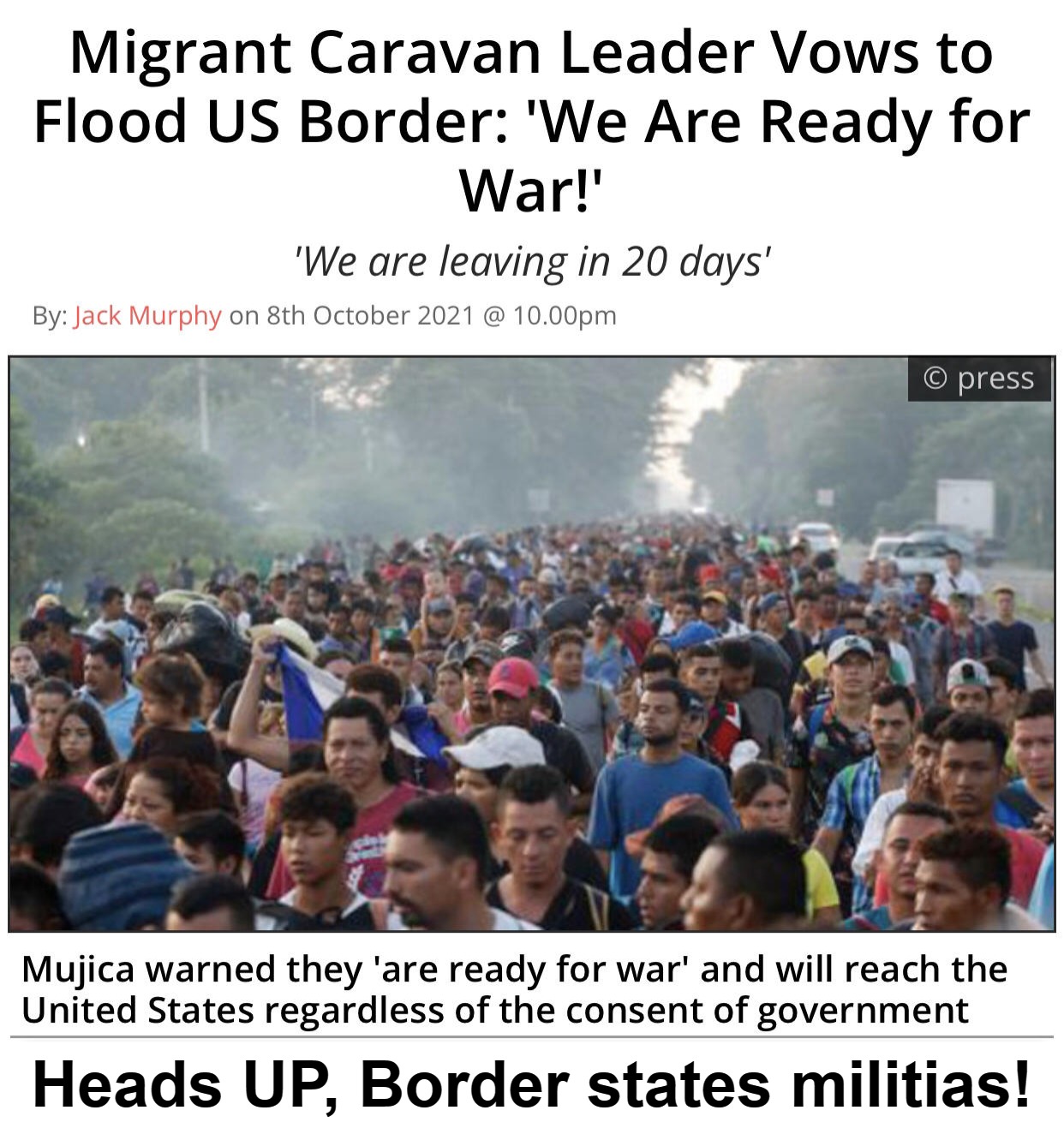 Heads UP, Border states militias! | Heads UP, Border states militias! | image tagged in militias,2nd amendment,second amendment,invasion,insurgency | made w/ Imgflip meme maker