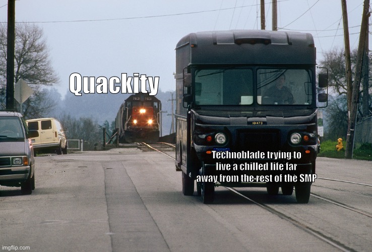 Kind of true though. I mean Techno did kill Quackity but still | Quackity; Technoblade trying to live a chilled life far away from the rest of the SMP | image tagged in quackity,technoblade,dream smp,true | made w/ Imgflip meme maker