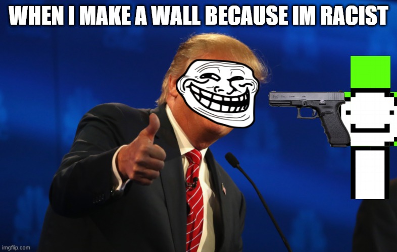 this is why the capital was stormed | WHEN I MAKE A WALL BECAUSE IM RACIST | image tagged in trump bill signing | made w/ Imgflip meme maker