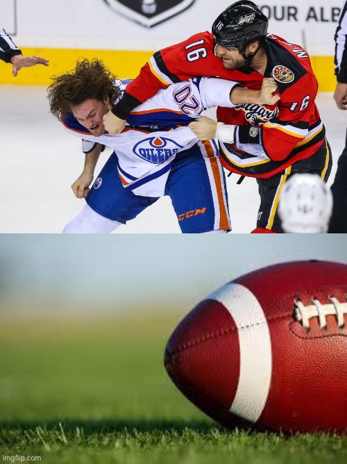 image tagged in hockey fight,football field | made w/ Imgflip meme maker