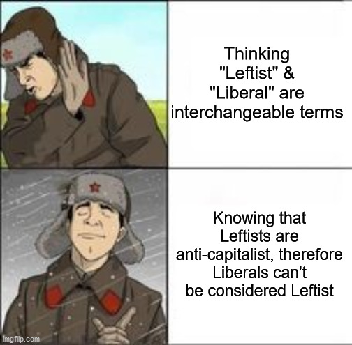 Commie | Thinking "Leftist" & "Liberal" are interchangeable terms; Knowing that Leftists are anti-capitalist, therefore Liberals can't be considered Leftist | image tagged in commie,leftist,communist,socialist,liberals | made w/ Imgflip meme maker