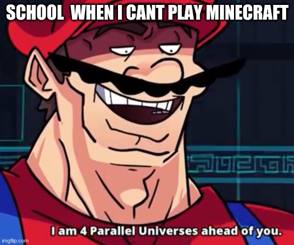 I Am 4 Parallel Universes Ahead Of You | SCHOOL  WHEN I CANT PLAY MINECRAFT | image tagged in i am 4 parallel universes ahead of you | made w/ Imgflip meme maker